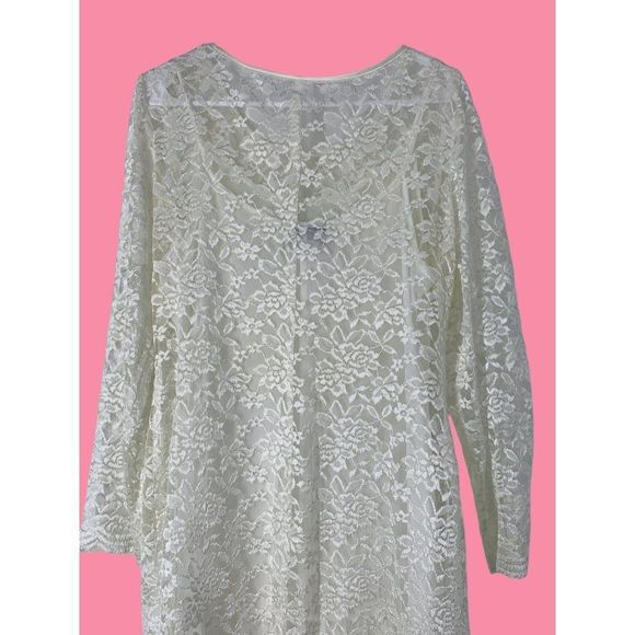 Womens Dani & Nicole Drop Waist Lace Tee Dress VTG 90s Church Cottagecore 5243 - Picture 5 of 6